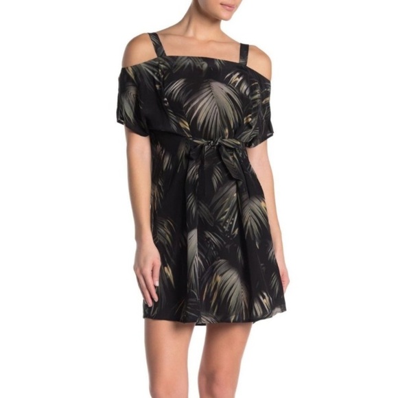 All Saints Rae Neluwa Silk Palm Tree Tropical Dress Black green Size Small mini - Picture 1 of 10